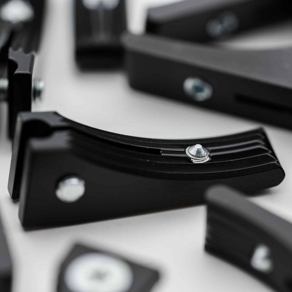 1827F Fortner pointed trigger blade for Anschutz biathlon rifles, screw point close up view