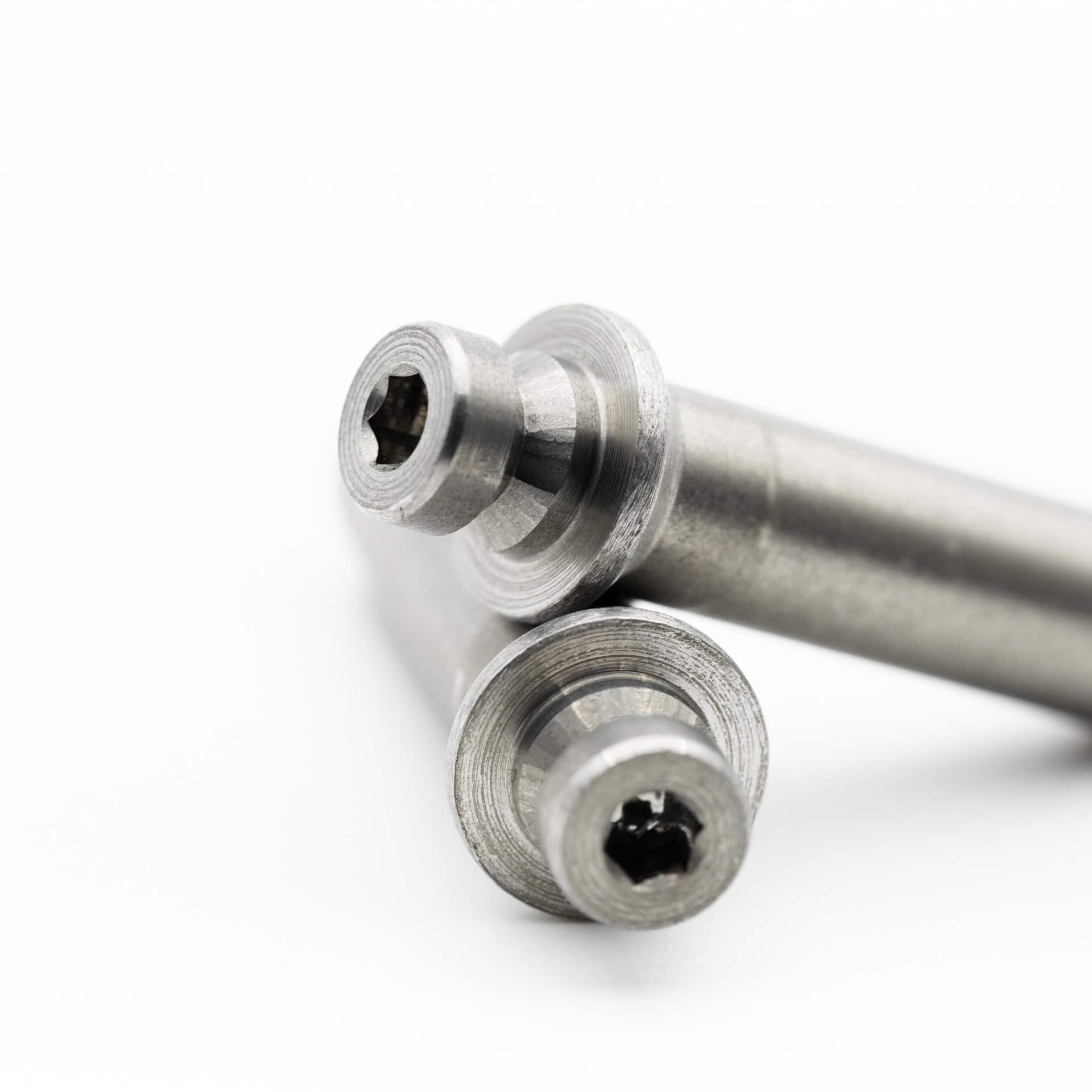 Anschutz 16mm front risers for Luxus front sights on 1827F biathlon rifles in close up view  