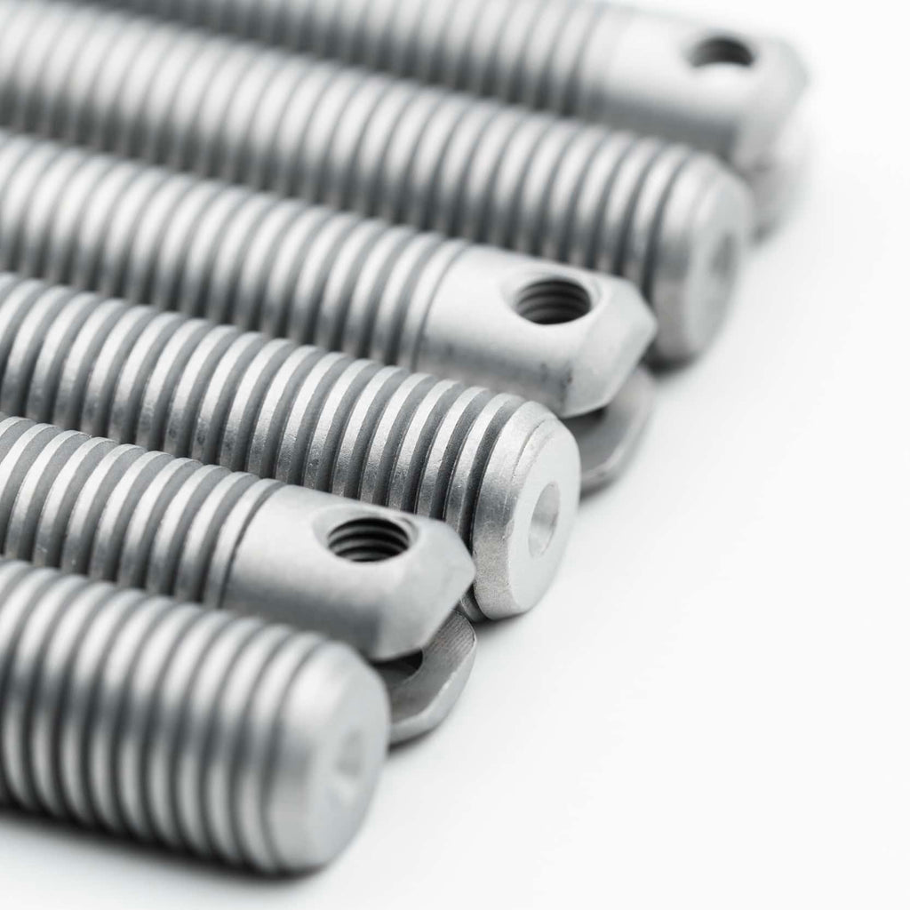 Anschutz 110mm aluminum columns for 1827F Fortner bionic and comfort biathlon rifles in closeup view on securing threads