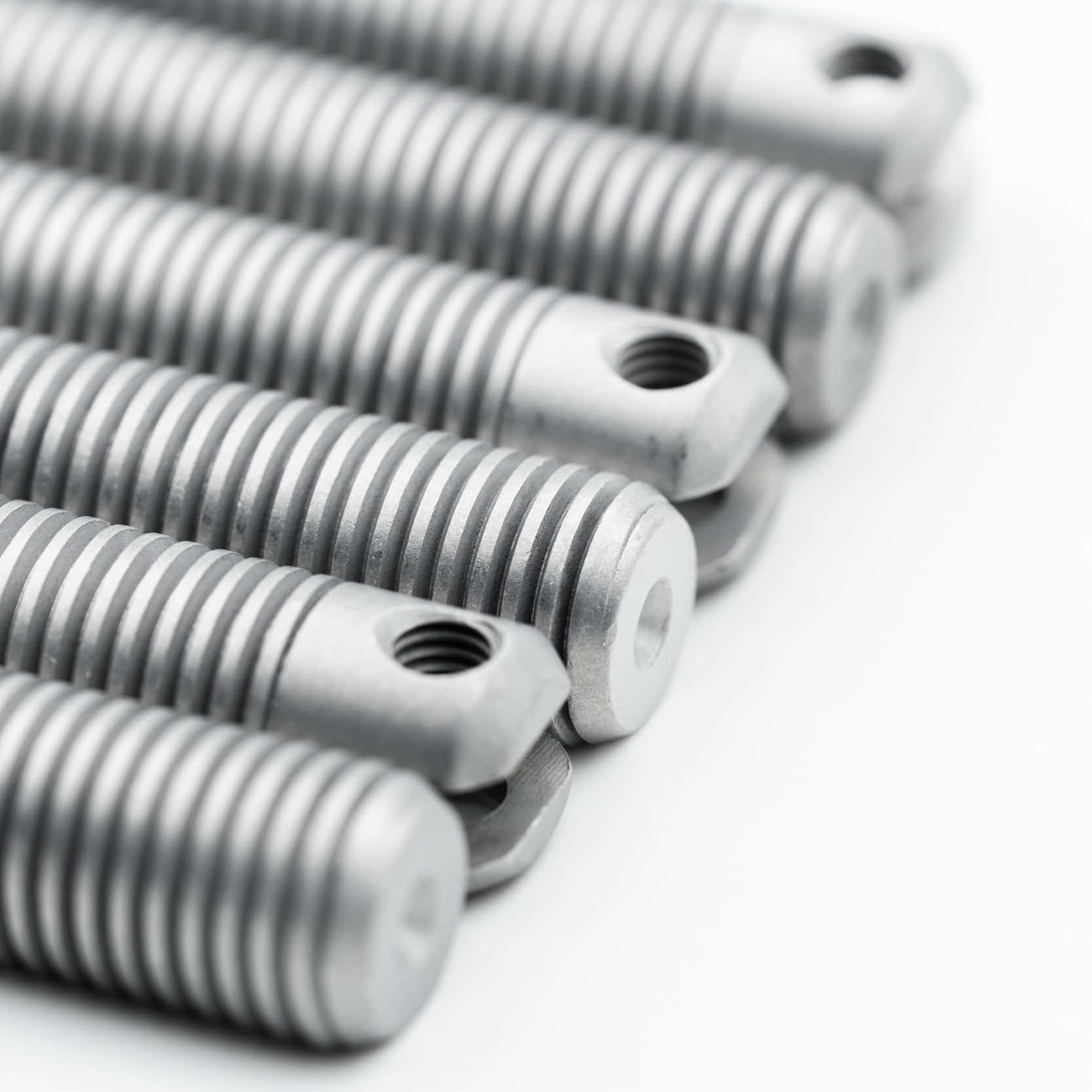 Anschutz 110mm aluminum columns for 1827F Fortner bionic and comfort biathlon rifles in closeup view on securing threads