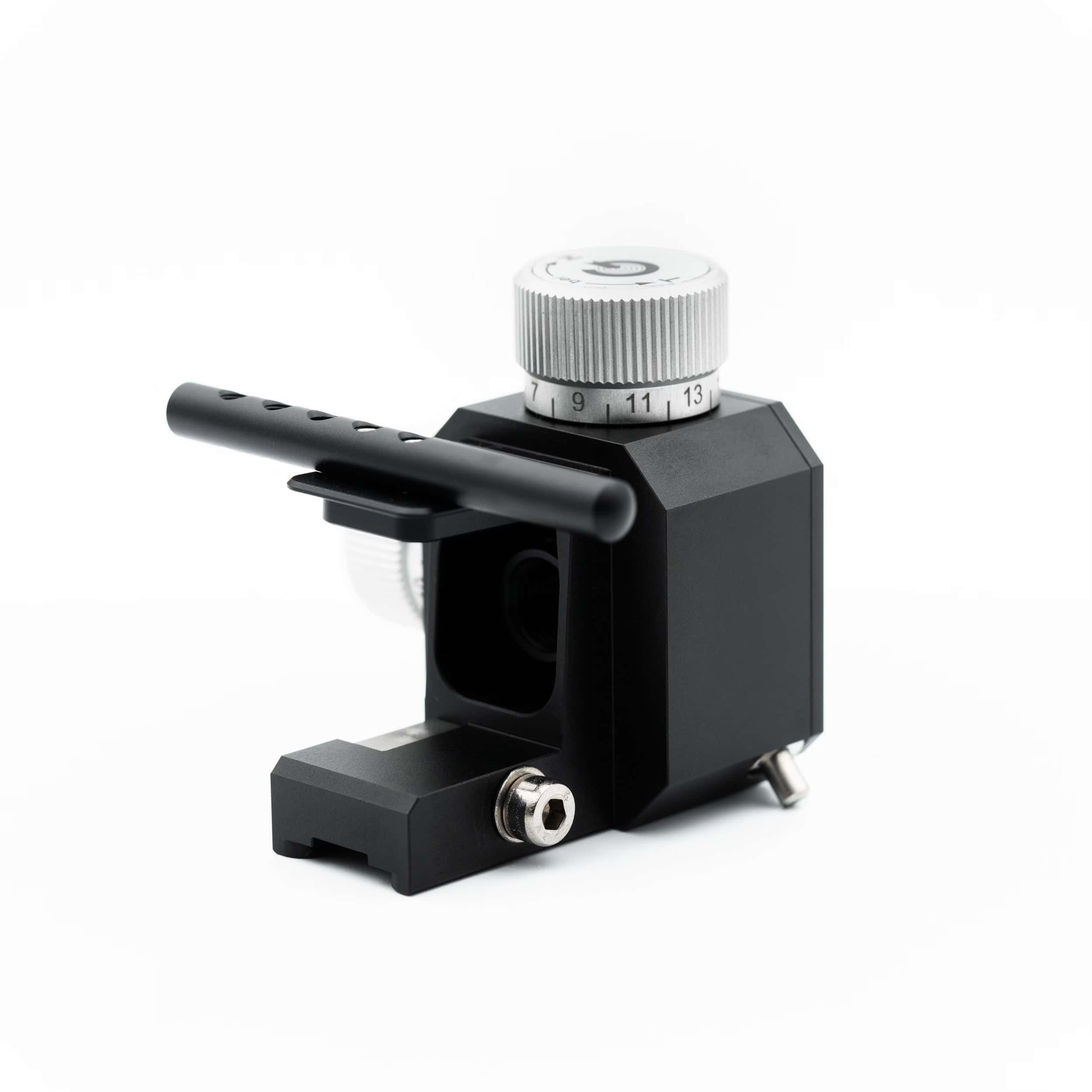 Gehmann 590-B Biathlon Rear Sight with snow cover open, left side view
