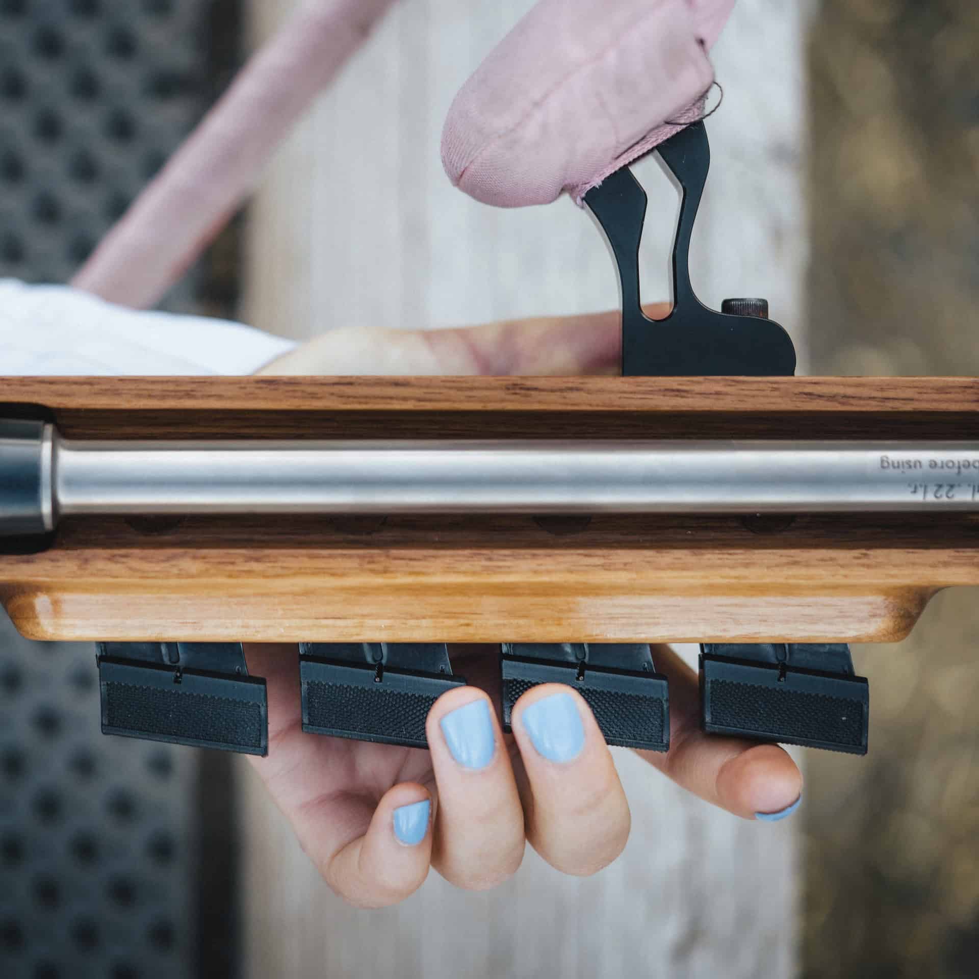 Four magazines with Naylor magazine floor plates in an Anschutz 1827f biathlon rifle