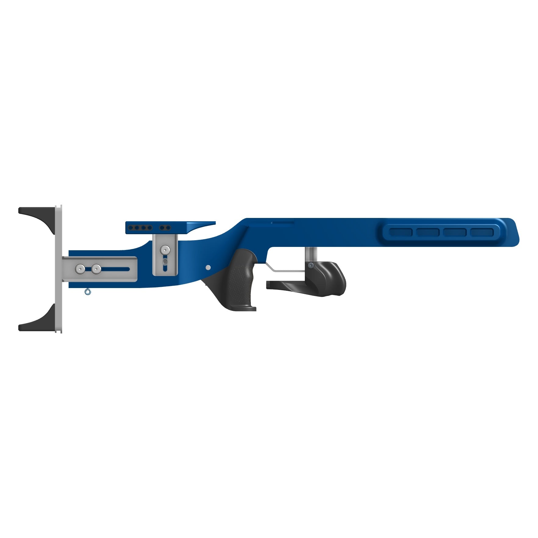 Naylor 2 biathlon stock in blue for Anschutz 1827f Fortner rifles in full view
