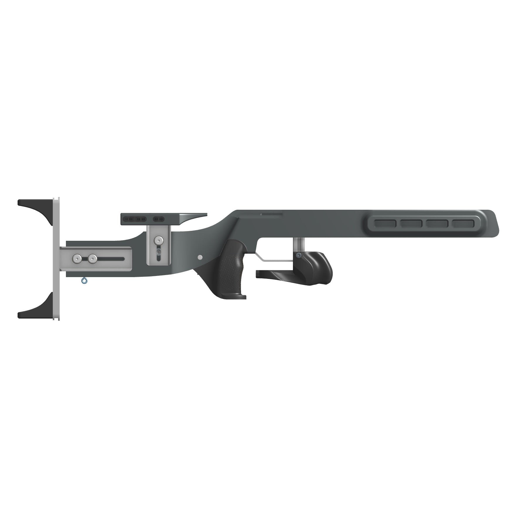 Naylor 3 biathlon stock in dark grey for Anschutz 1827f Fortner rifles in full view