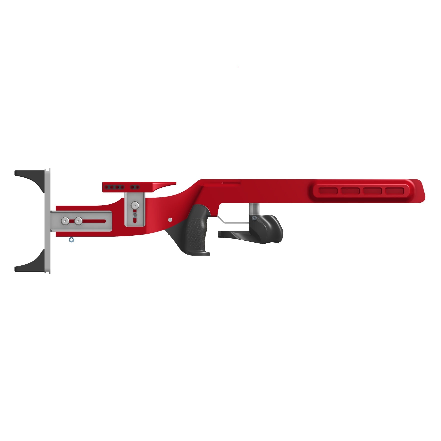 Naylor 2 biathlon stock in red for Anschutz 1827f Fortner rifles in full view