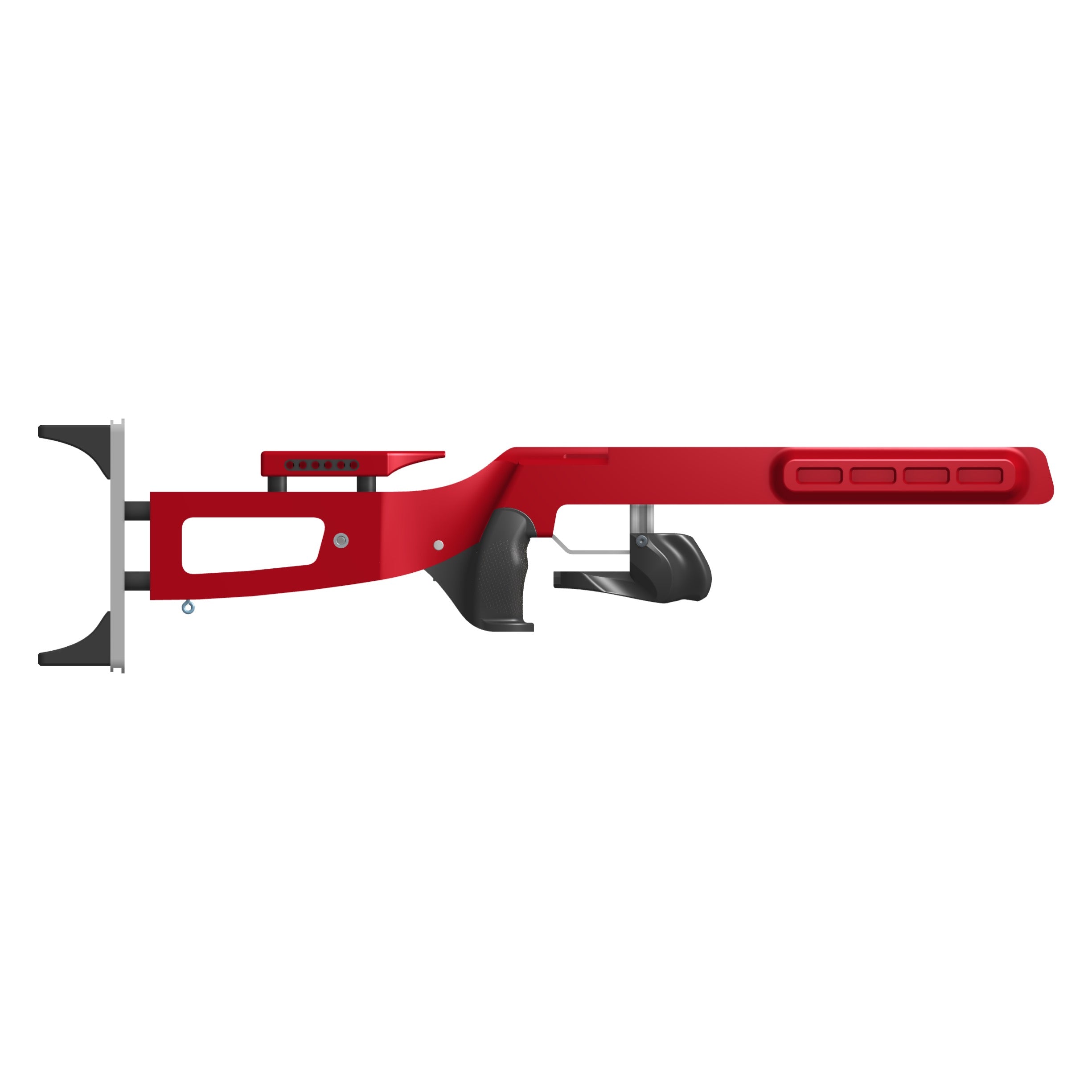 Naylor 3 biathlon stock in red for Anschutz 1827f Fortner rifles in full view