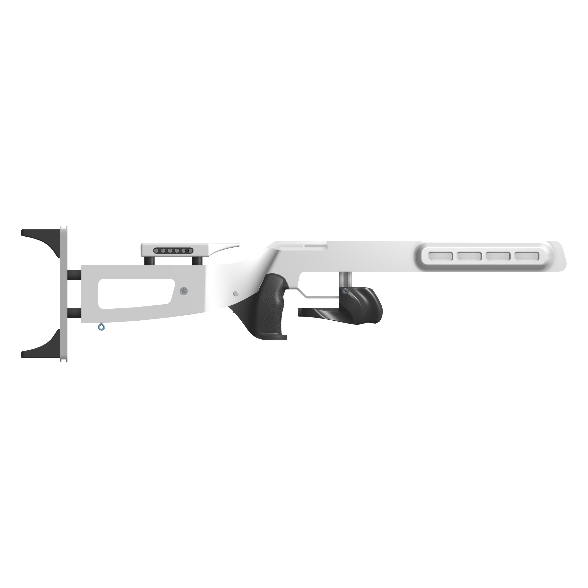 Naylor 3 biathlon stock in white for Anschutz 1827f Fortner rifles in full view